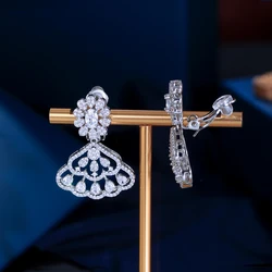 ThreeGraces Elegant Shiny Cubic Zirconia Bridal Wedding Party Clip On Earrings for Women Fashion Engagement Jewelry EJ0111