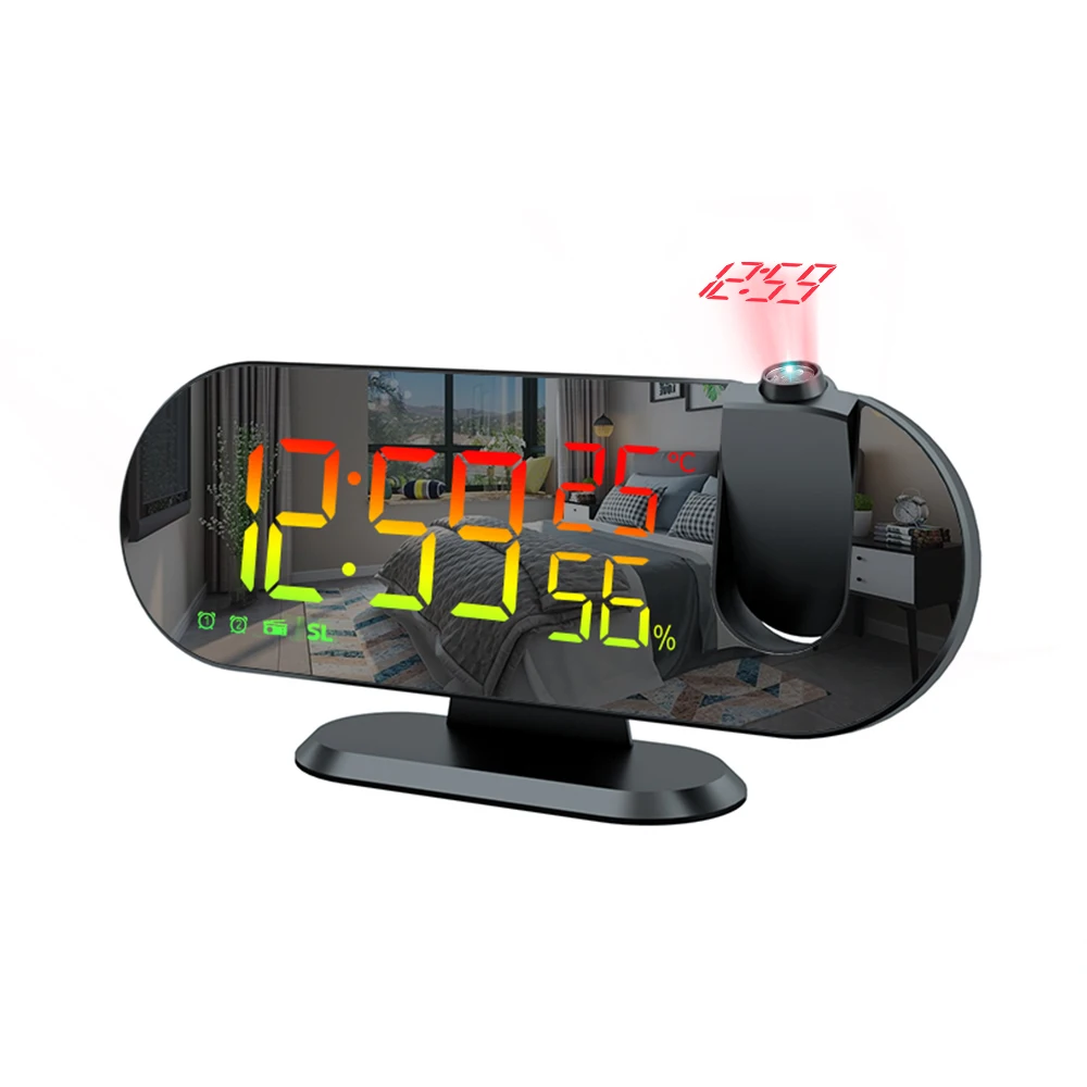 

Radio Light Emitting Diode Digital Smart Alarm Clock Meter Electronic USB Charger Time with Projector