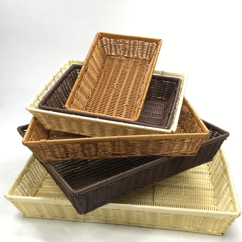 

Reinforced imitation rattan plastic woven hand storage basket, fruit basket sundries