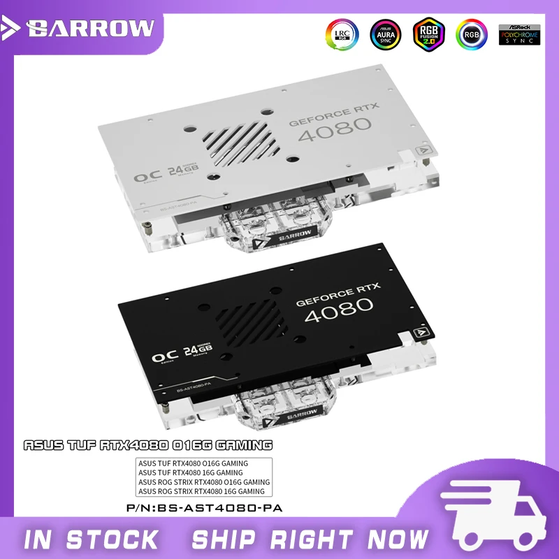 Barrow 4080 Waterblock For ASUS TUF RTX 4080 O16G GAMING Video Card Cooler With Backplate Water Custom Cooler Watercooling Block