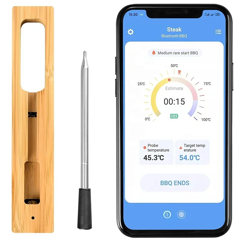 165ft Wireless Smart Meat Thermometer with Bluetooth for BBQ, Oven, Grill,