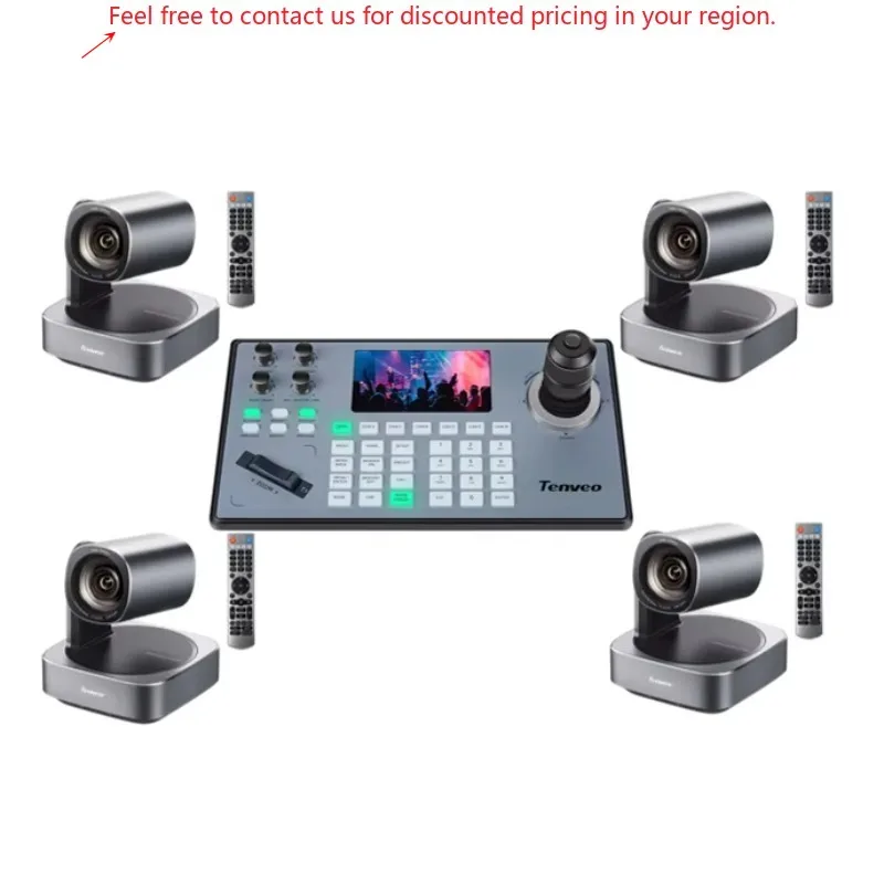 

Live Streaming Camera 10X Zoom PTZ Conferencing Camera And IP PoE Controller With 4D Joystick Keyboard