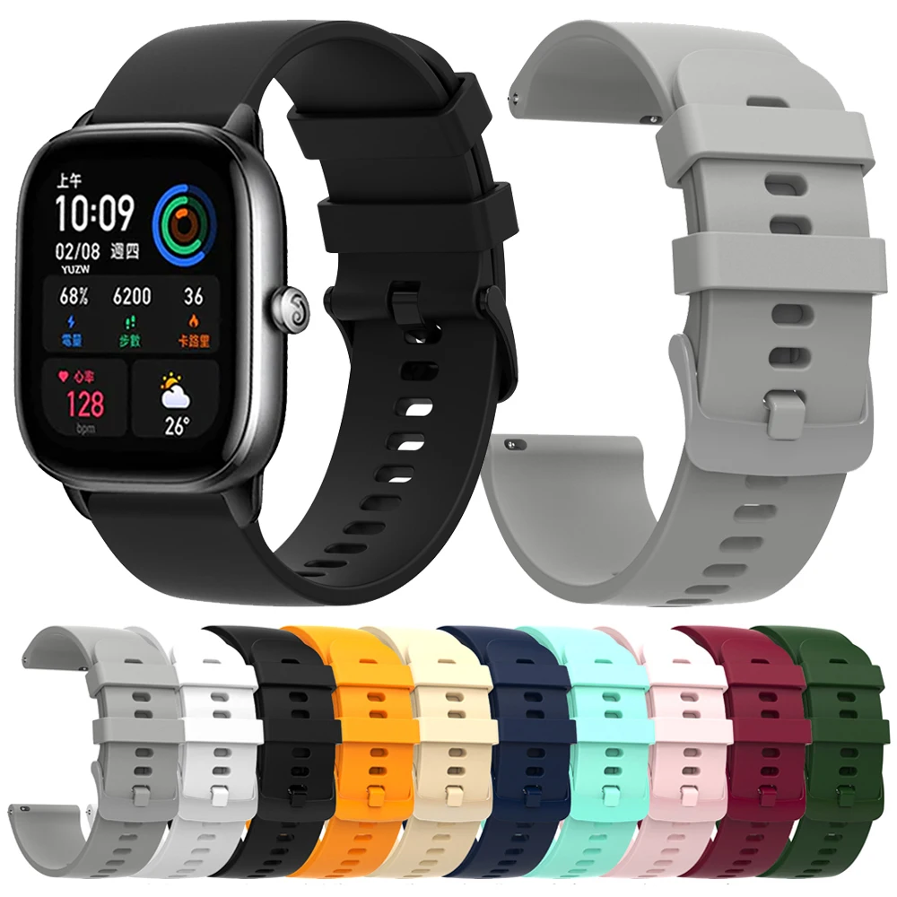 Sports Silicone Strap for Amazfit Bip S Smart Watch Band GTS 4 2 Mini 3 2E Bracelet Bip 5/U Pro/ GTR 42mm GTR 4 47mm Correa Belt