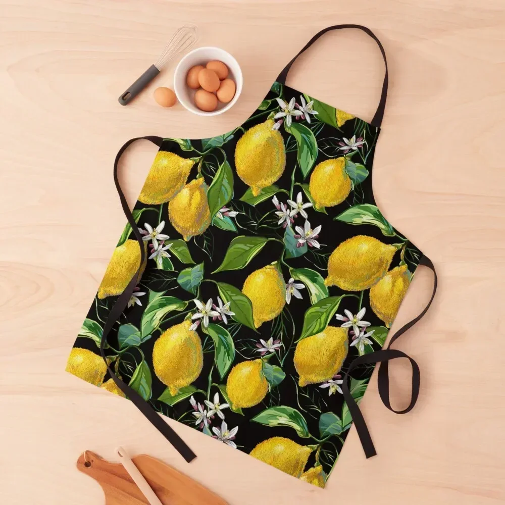 

Fresh Lemons | Black Apron Women Kitchen'S kitchen woman Kitchen For Men cook wear Apron