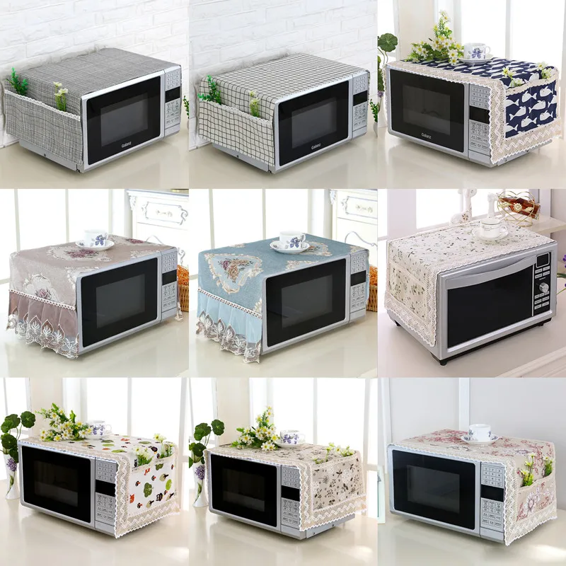 Microwave Oven Dust Cover Oil-proof Natural Material Breathable Protection With Storage Bag High Quality Kitchen Supplies