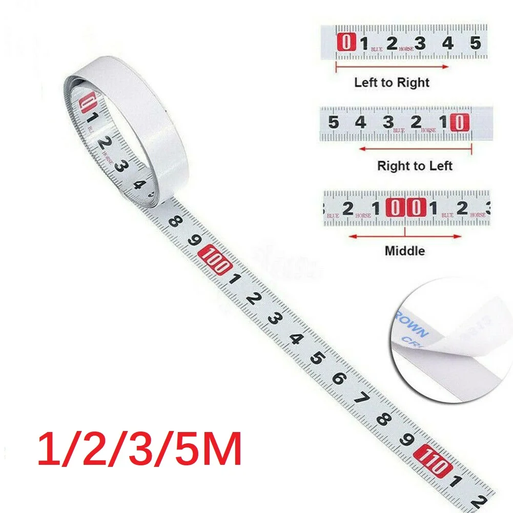 Self-Adhesive Measuring Tape Workbench Ruler 1 2 3 5 Meters Adhesive Backed Tape Measure Metric Scale Rust-Proof Ruler