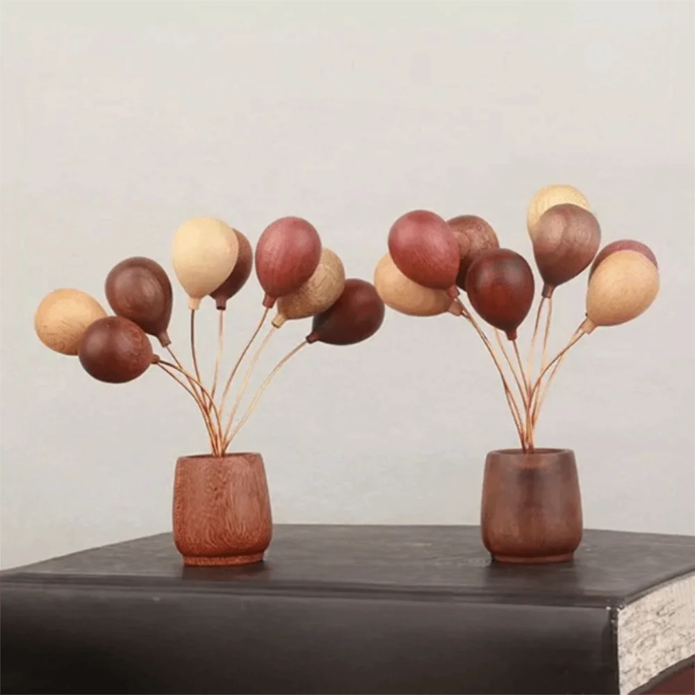 

Деревянный воздушный шар из цельного дерева, украшение в деревенском стиле, мини-фигурка, фигурка воздушного шара, креативный дизайн, украшение из цельного дерева ручной работы