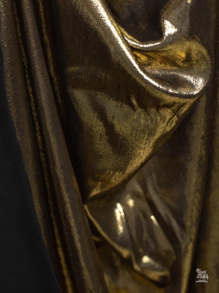 

Темно-золотая ткань из полиэстера для шитья одежды «сделай сам», декоративный фон, Подарочная коробка, дизайнерская ткань для упаковки на метр