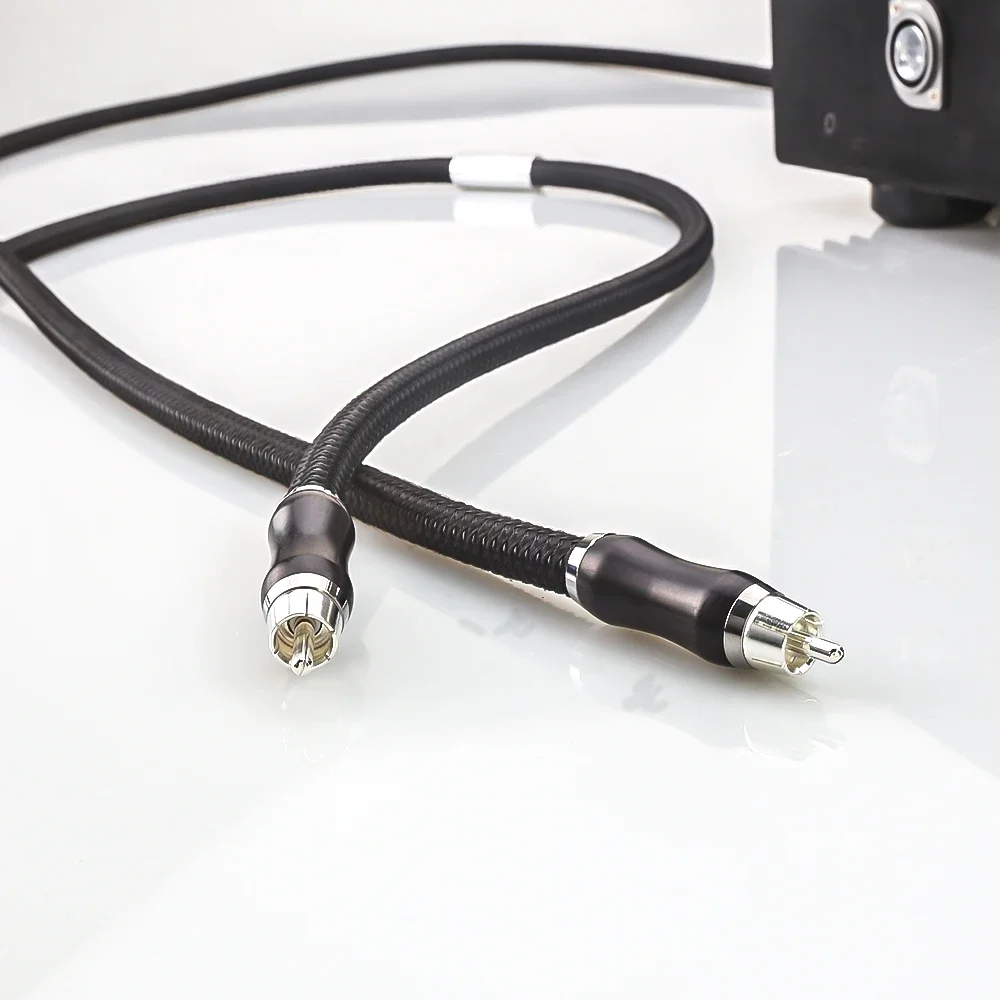 NewAudiocrast مرحبا نهاية 6N الفضة النقية كابل RCA HiFi الصوت ربط خط مطلي المكونات الفضة مطلي خشب الأبنوس خشب الصندل RCA Rosewo