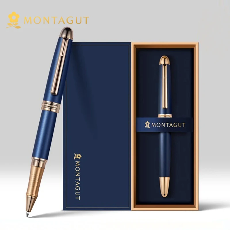 

Montagut Luxurious Metal Roller Ball Pen Golden Trim Iridium 0.5mm Writing Gift Pen With Gift Box For Office & Home School