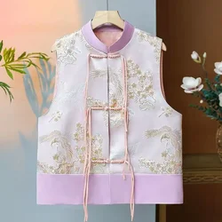 New Spring Summer 2024 Sleeveless Jacquard Casual Women's Vest Jacket Chinese Style Tassels High-end Female Horse Clip