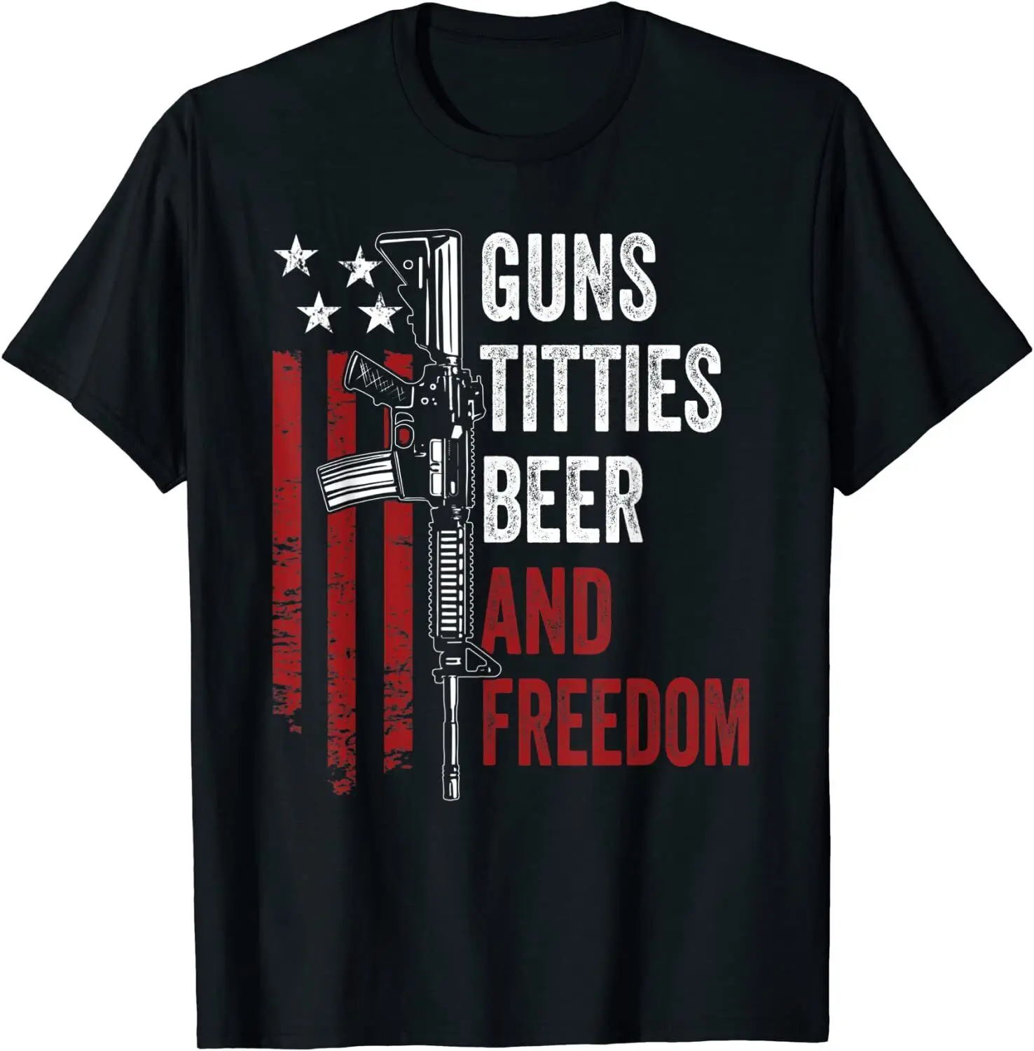 Titties Beer & Freedom - Mens Funny Drinking USA T-Shirt