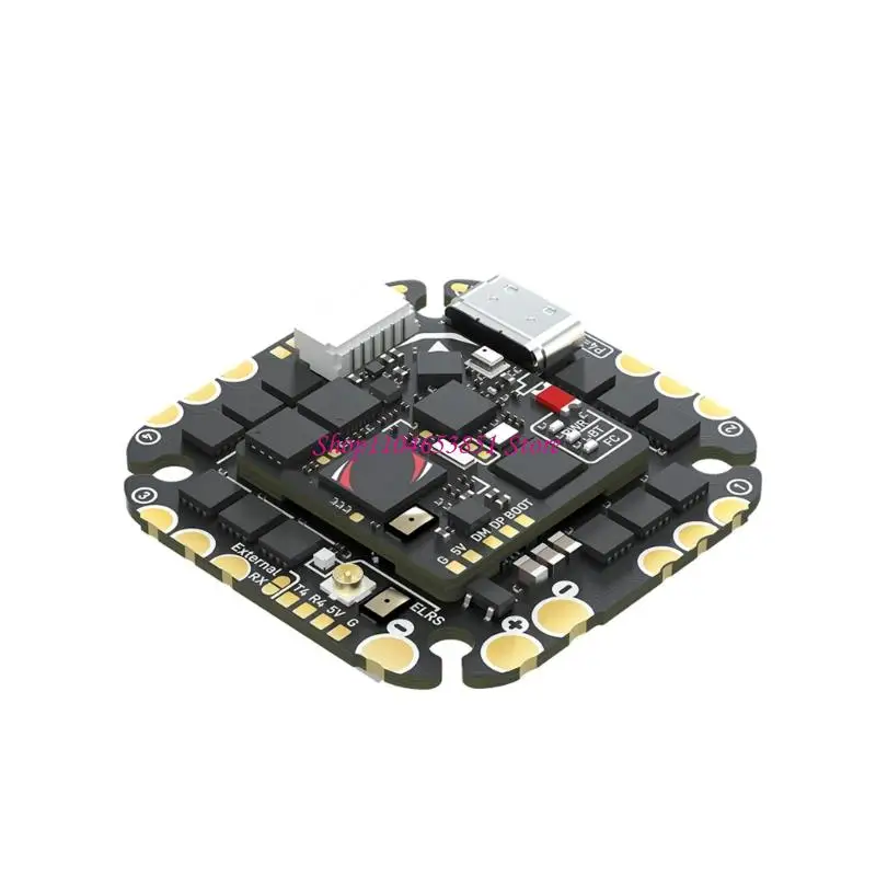 Quadcopter Flight Controller Board 36X36Mm for Center Stack Assembly, Service Port, Connection Labels, ELRS Ready Layout, 45A