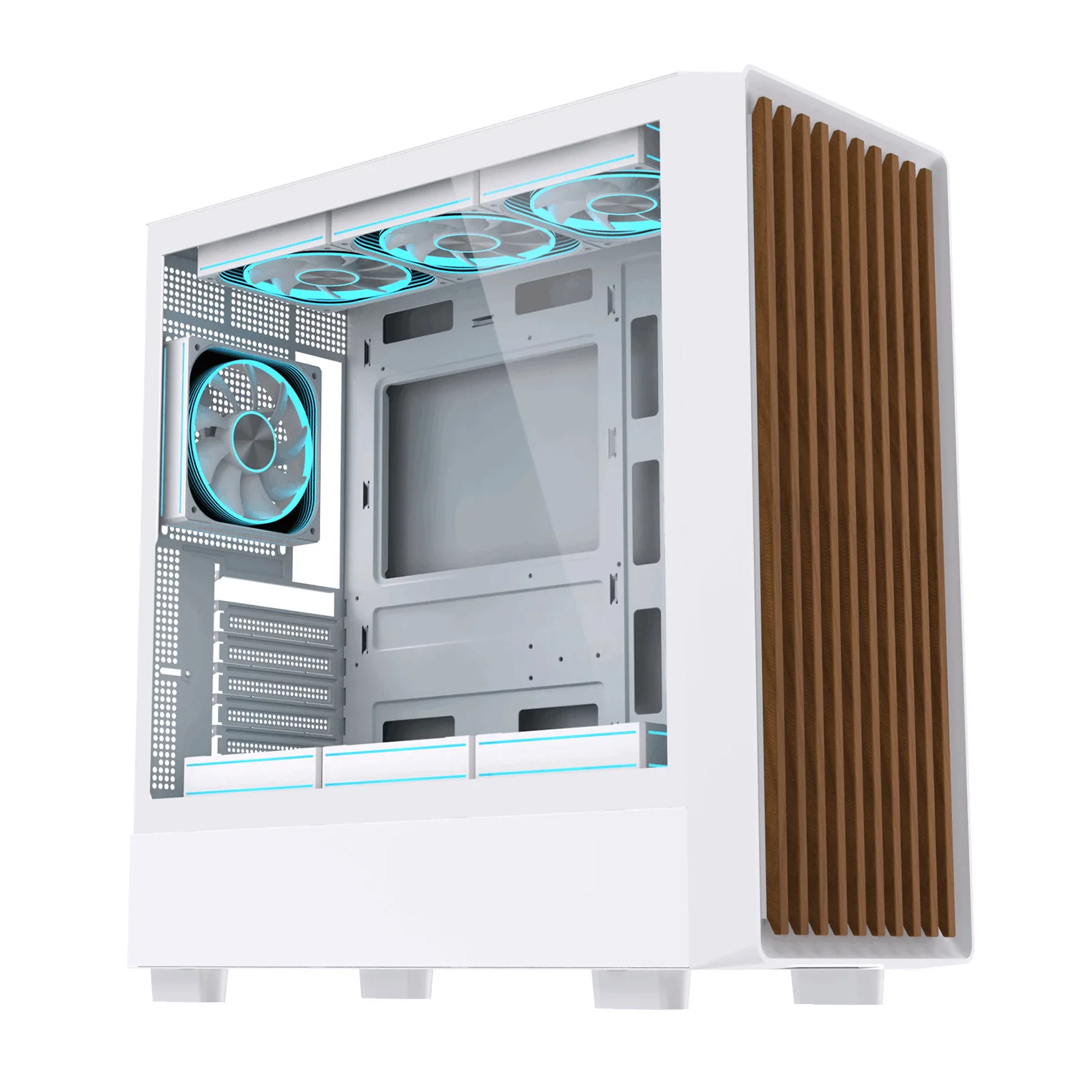 Custom ATX Full‑Tower Gaming PC Case, Wood‑Grain Texture, Acrylic Side Window, Water‑Cooling Supported