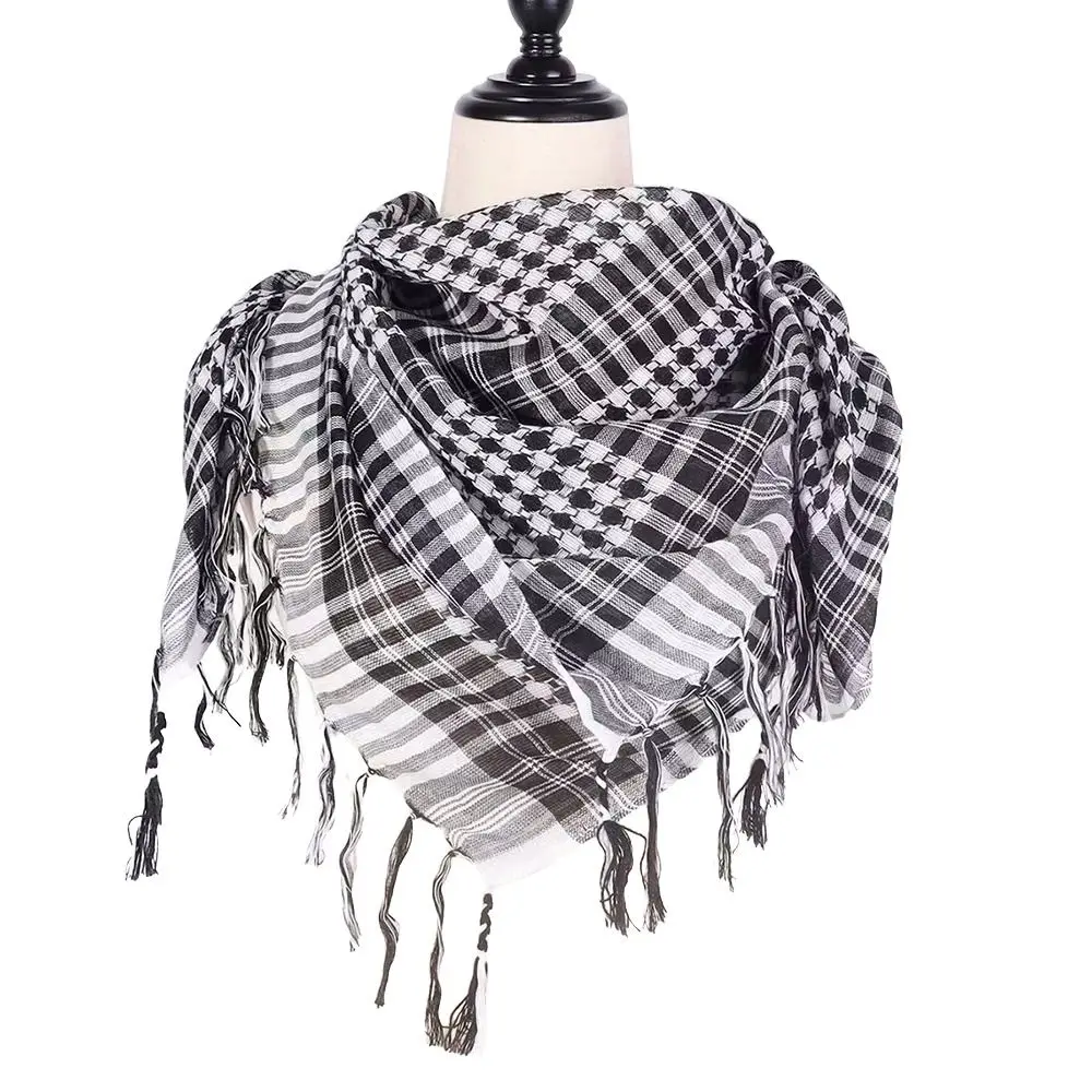 Duża arabska chusta szemag dla mężczyzn i kobiet z frędzlami keffiyeh, kostiumowa chusta na szyję, bandana, unisex, taktyczna chusta na głowę