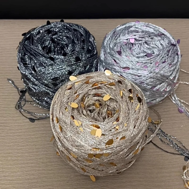 

100g Summer Sparkling Handmade Blended Yarn Suitable for 3-4mm Crochet Needles Handmade Crochet Needles Woven Bag Wire