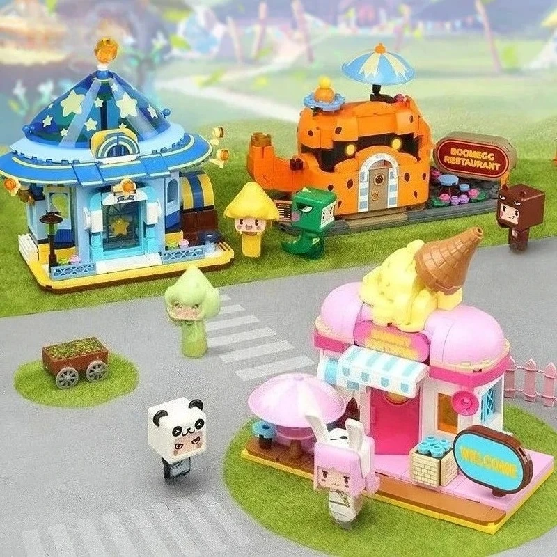 

Mini World Building Block Assembling Toy Ice City Restaurant Street Scene Game Buildings Model Desktop Ornaments Collection Gift