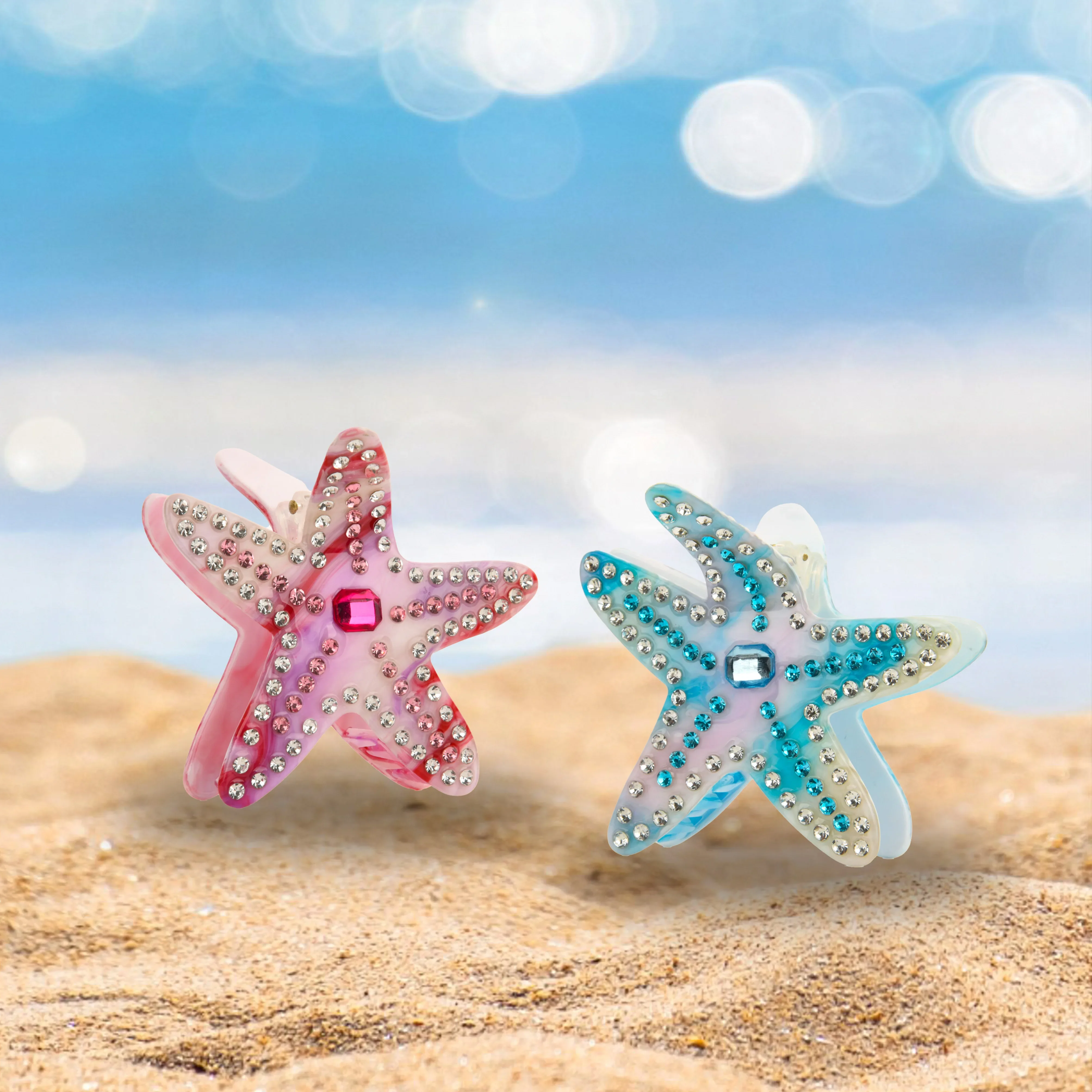 

NC Creative Rhinestone Starfish Hair Claw Acetate Claw Clip Beach Jewelry Ocean Hair Clip Trendy Claw Clips Hair Accessories