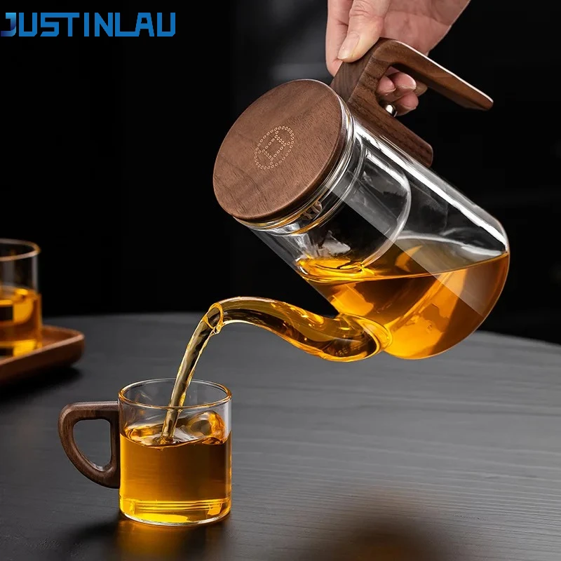 

JUSTINLAU Magnetic High Borosilicate Glass Teapot with Spout Heat Resistant Office Tea Set Tea Water Separation Home Tea Brewer