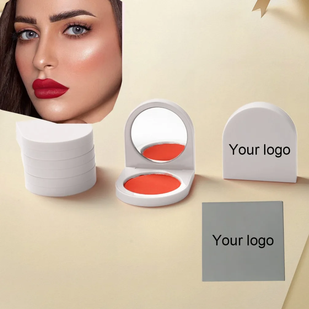 White Color Natural Flush Long Lasting Blush Powder Vegan Makeup Private Label Custom Logo Wholesale Single Tone Blusher