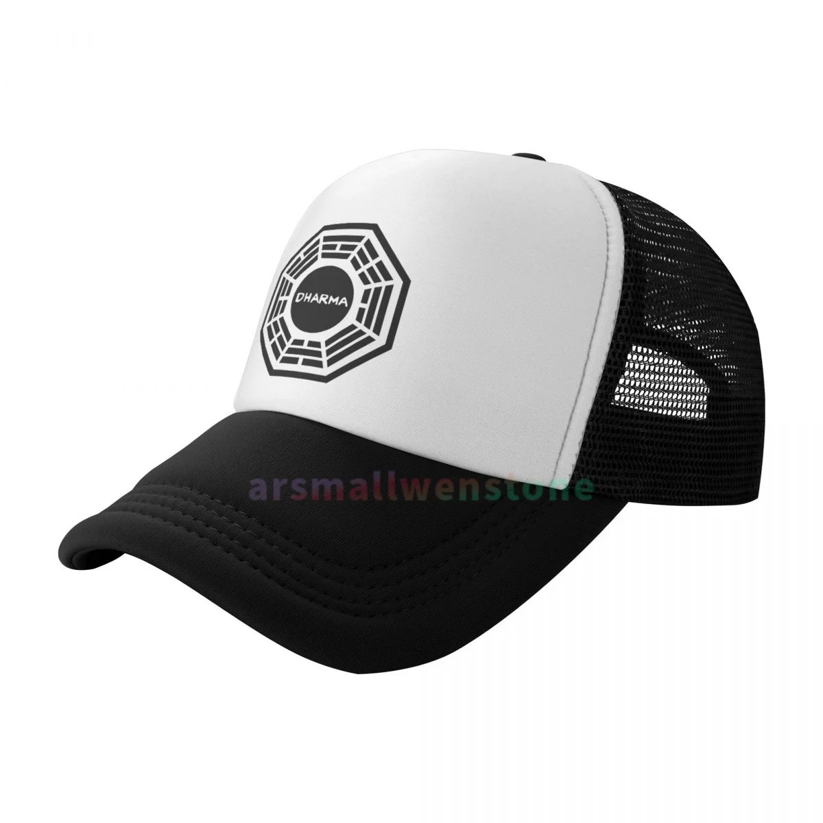 Dharma Initiative Logo (Lost TV Show) Unbeatable Comfort and Style: Baseball Cap All Day Comfort Mesh Snap Back Black Trucker