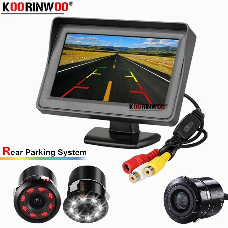 

Cars Parking Accessories 4.3" Monitor Koorinwoo Vehicle Screen Video System AV1/2 TFT Screen Auto For Backup Camera Night Vision