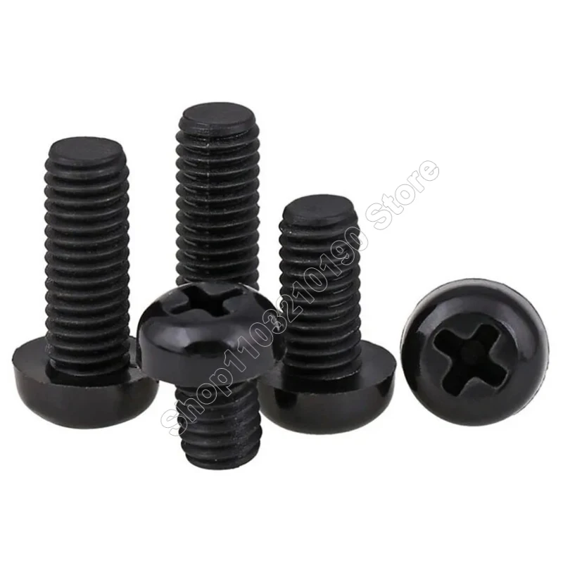 

10-50Pcs Metric Thread Black Nylon Phillips Pan Round Head Insulation Plastic Cross Screw Bolt M2 M2.5 M3 M4 M5 M6 M8 L= 4-100mm
