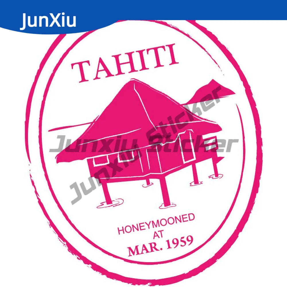 

Tahiti House Vacation Travel Retro Sticker Car Camper Accessories Window Phone Trunk Bumper Decal Waterproof Styling Anti Scrat