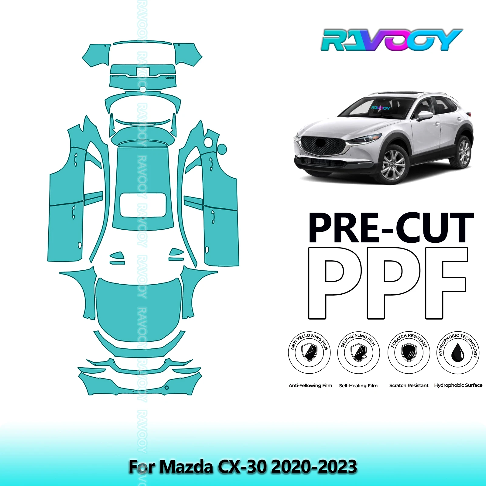 

8.5Mil Precut PPF Paint Protection Film Full Vehicle For Mazda CX-30 2020-2023