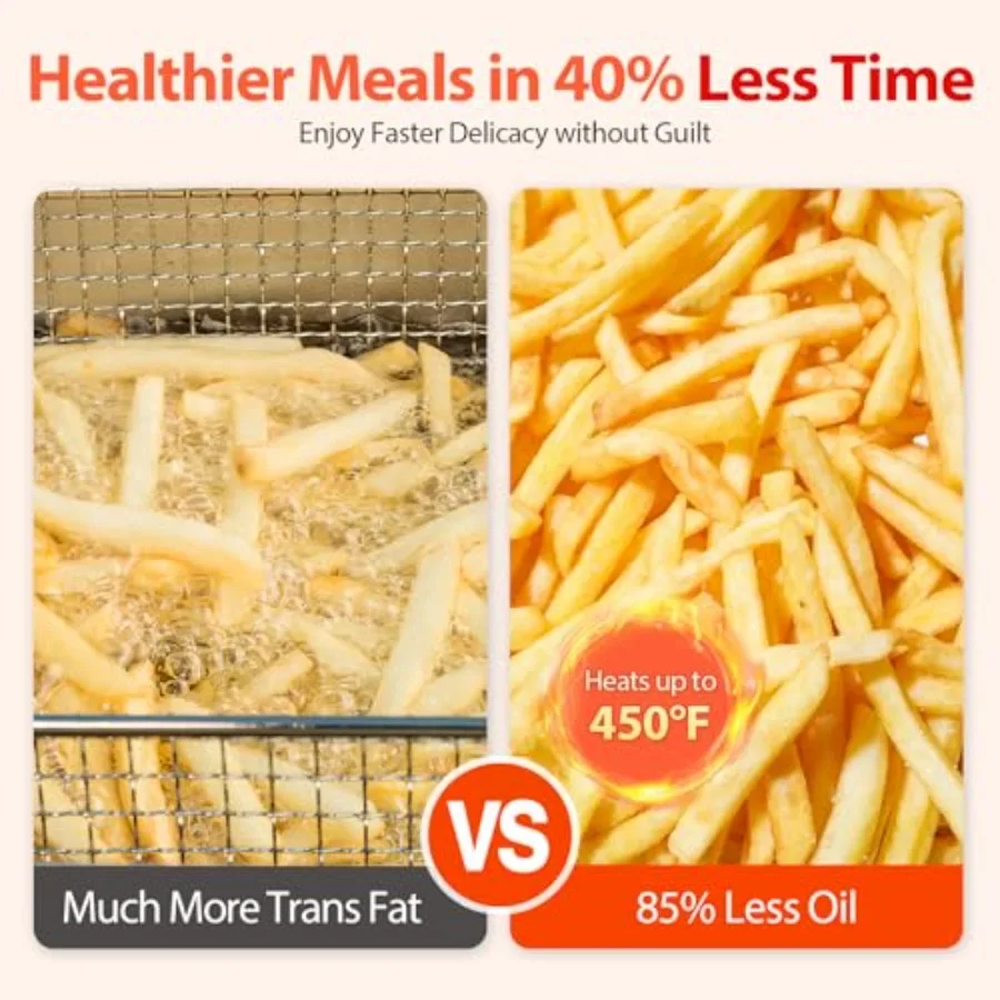 مقلاة هوائية ذكية مدمجة 4QT مع نافذة عرض وتذكير اهتزاز للطهي الصحي في المنزل التحكم الرقمي في درجة الحرارة