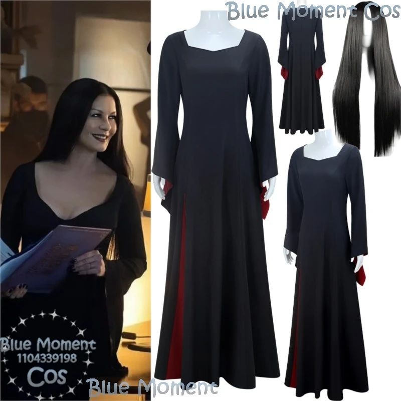 

Morticia Addaamss аниме фильм среда мать косплей парик сексуальное черное платье готический женский костюм вечерние Comic Con наряд по индивидуальному заказу