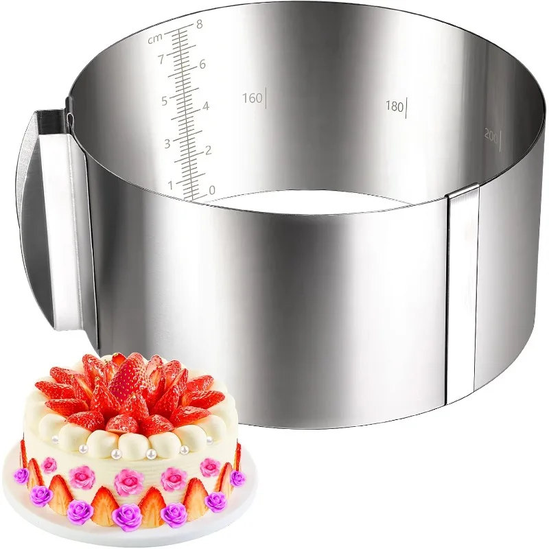 Stainless Steel Adjustable Retractable Round Circle Cake Ring Mold Mousse Cake Ring Baking Ring Cake Tools