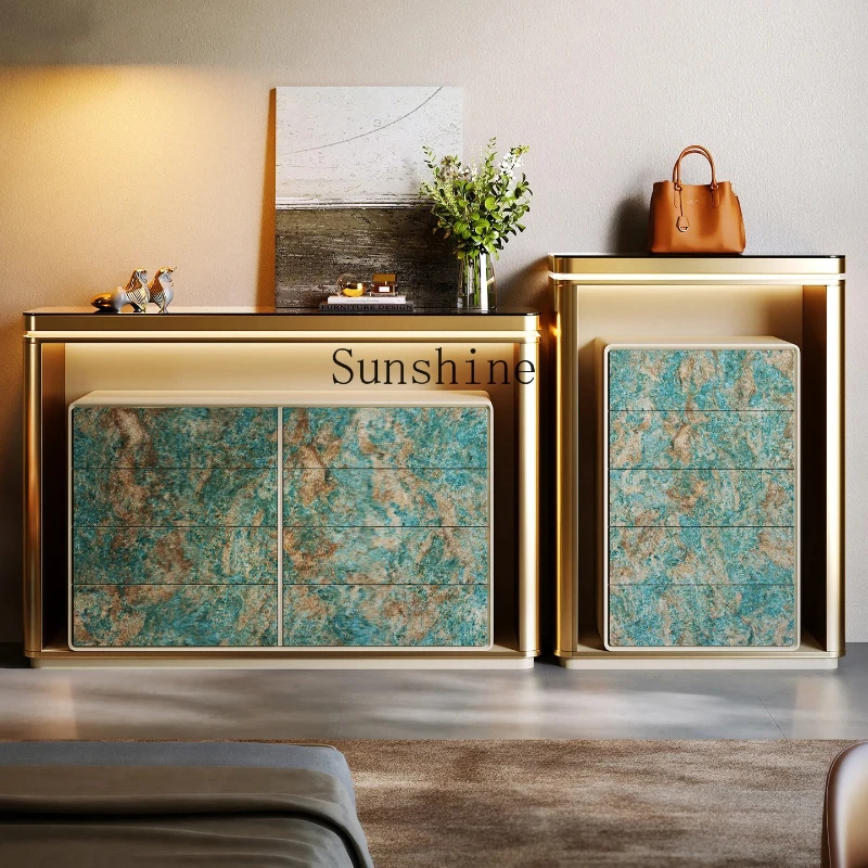 

Italian light luxury eight-bucket cabinet solid wood bedroom wall locker