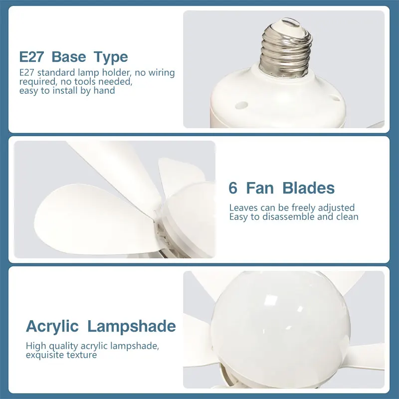 E27 With Remote Control LED Ceiling Fan 30W/40W Dimming Function Fan Light Suitable For Study Room Kitchen Dining Room AC85-265V image 6