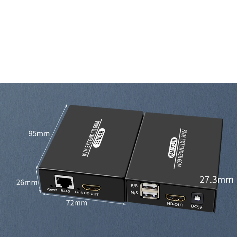 1 Pair KVM Extender 60M Over Cat6/5E Ethernet Lan Cable 1080P USB KVM HDMI-Compatible Video Converter For PS4 HDTV Monitor