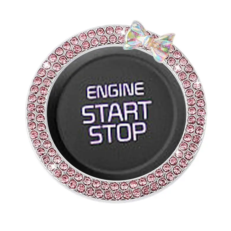 Rhinestone Car Engine Start Stop Decoration Ring Rhinestone Dotted Key Ignition Starter Ring Car Ignition Button Decoration Ring