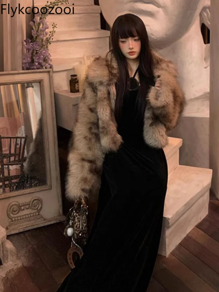 American Retro Horn Button Eco-friendly Fur Short Jacket Jaqueta Feminina Inverno Casual Natural Fur Coat Women