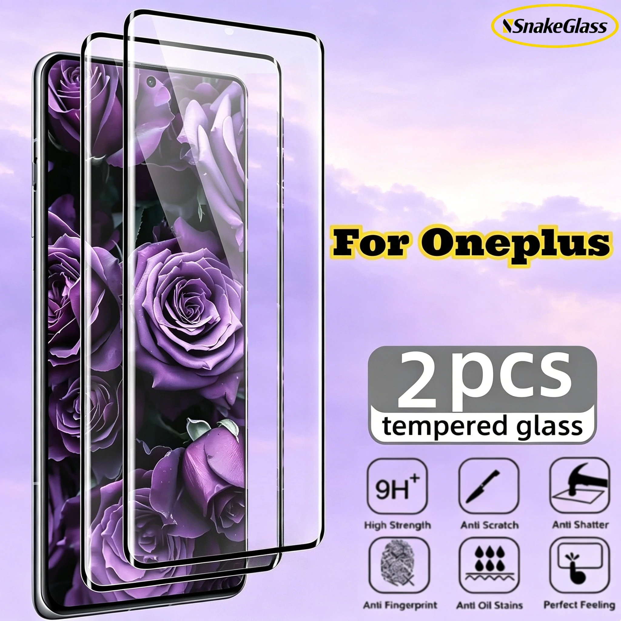 2Pcs High-Quality Tempered Glass for Oneplus ACE 3 2 Pro Screen Protectors for Oneplus 13 12R 11R 10T 9 Pro 8 7T Pro 9H Hardness