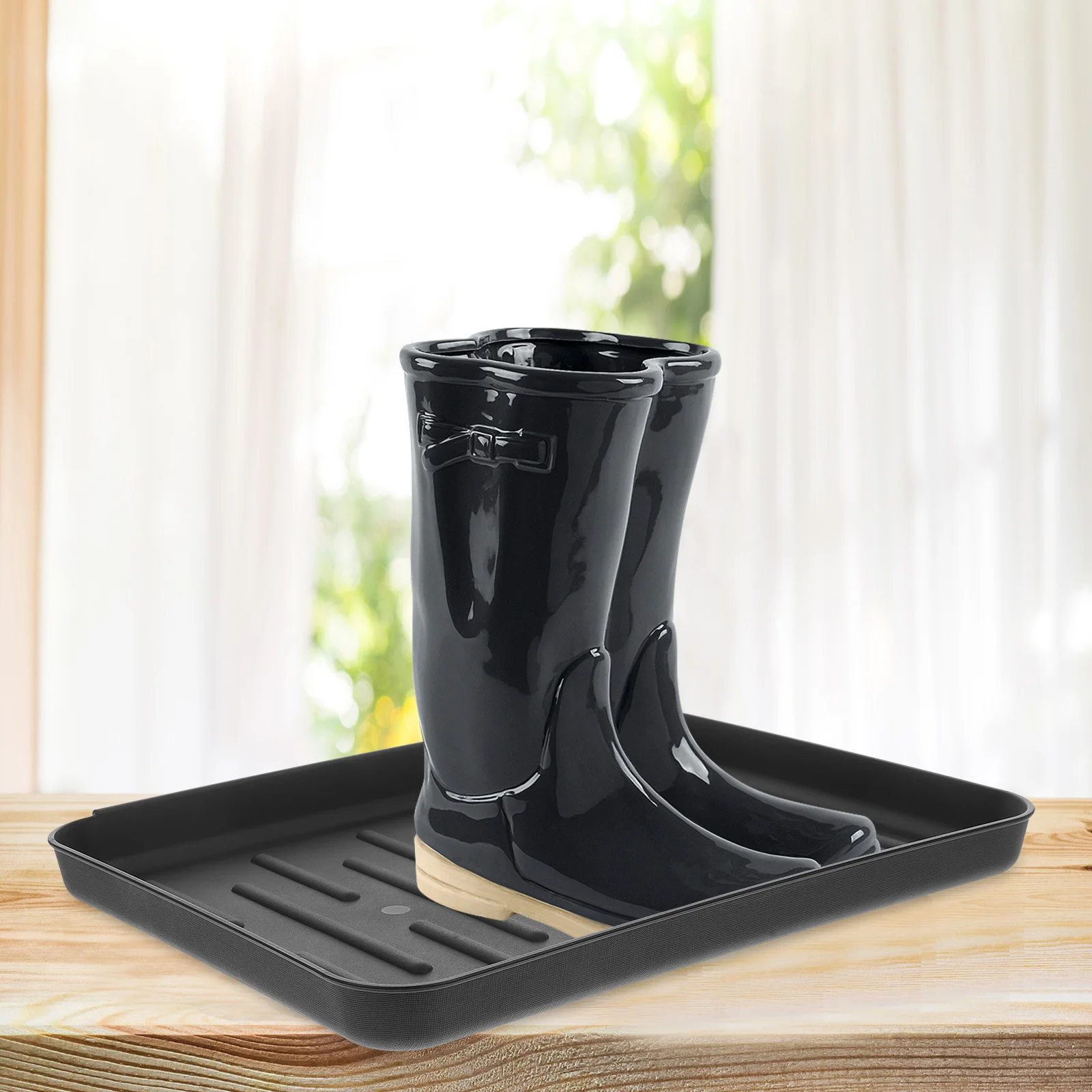 

2Pcs Shoe Tray for Entryway Waterproof Plastic Boot Tray Non-Slip Heavy Duty Mat for Wet Shoes Dog Food Garden Tools Storage