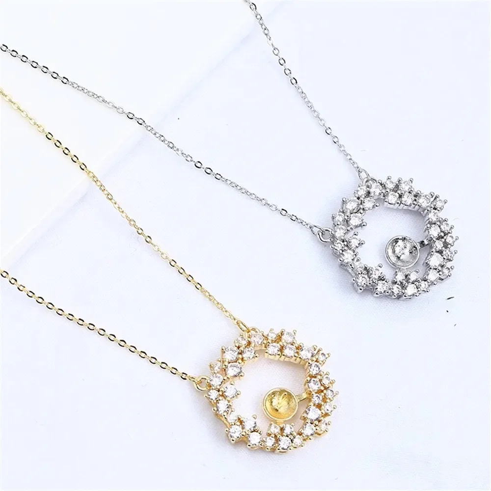 18K Gold Plated Pearl Chain Set, DIY Jewelry Making Supplies, Blank Pendant  Bases for Handmade Accessories, No Pearl