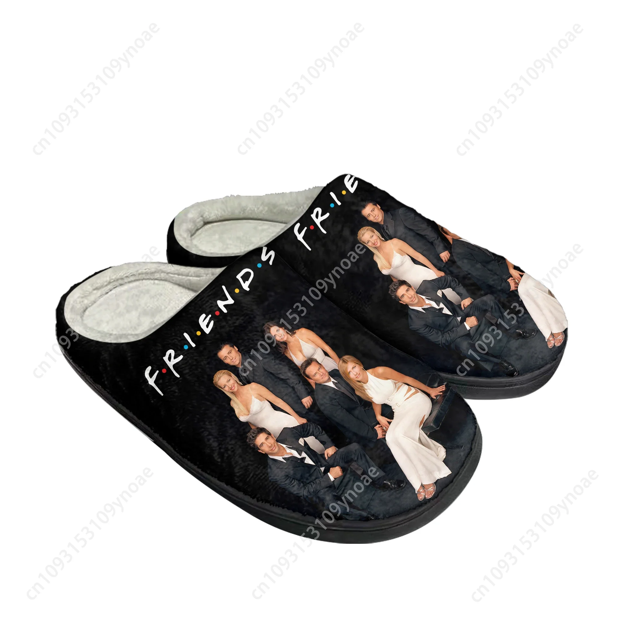 Friends TV Show Central Perk Coffee Zapatillas de algodón para el hogar para hombre y mujer, zapatos informales de felpa para dormitorio, zapatos cálidos para interiores personalizados