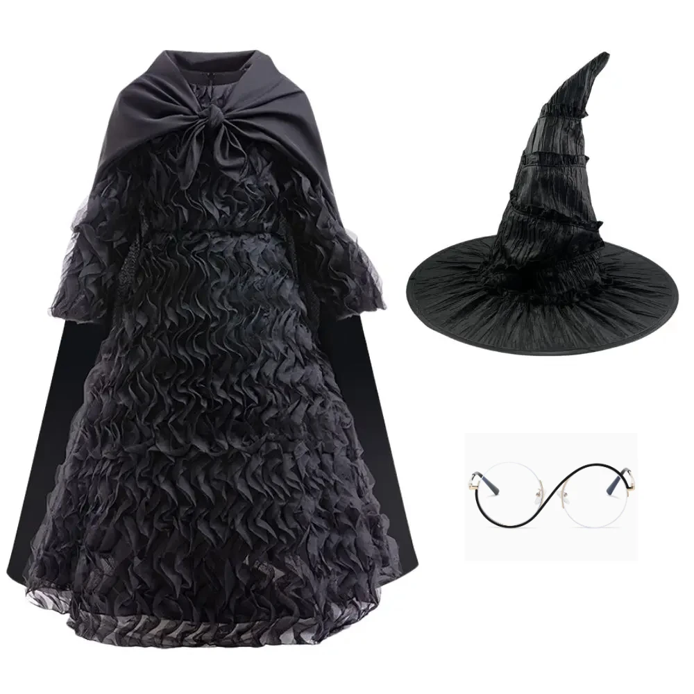 

Movie Wicked Disguise Elphaba Cosplay Fancy Costume for Children Girls Dress Hat Witch Birthday Dress Up Halloween Carnival Suit