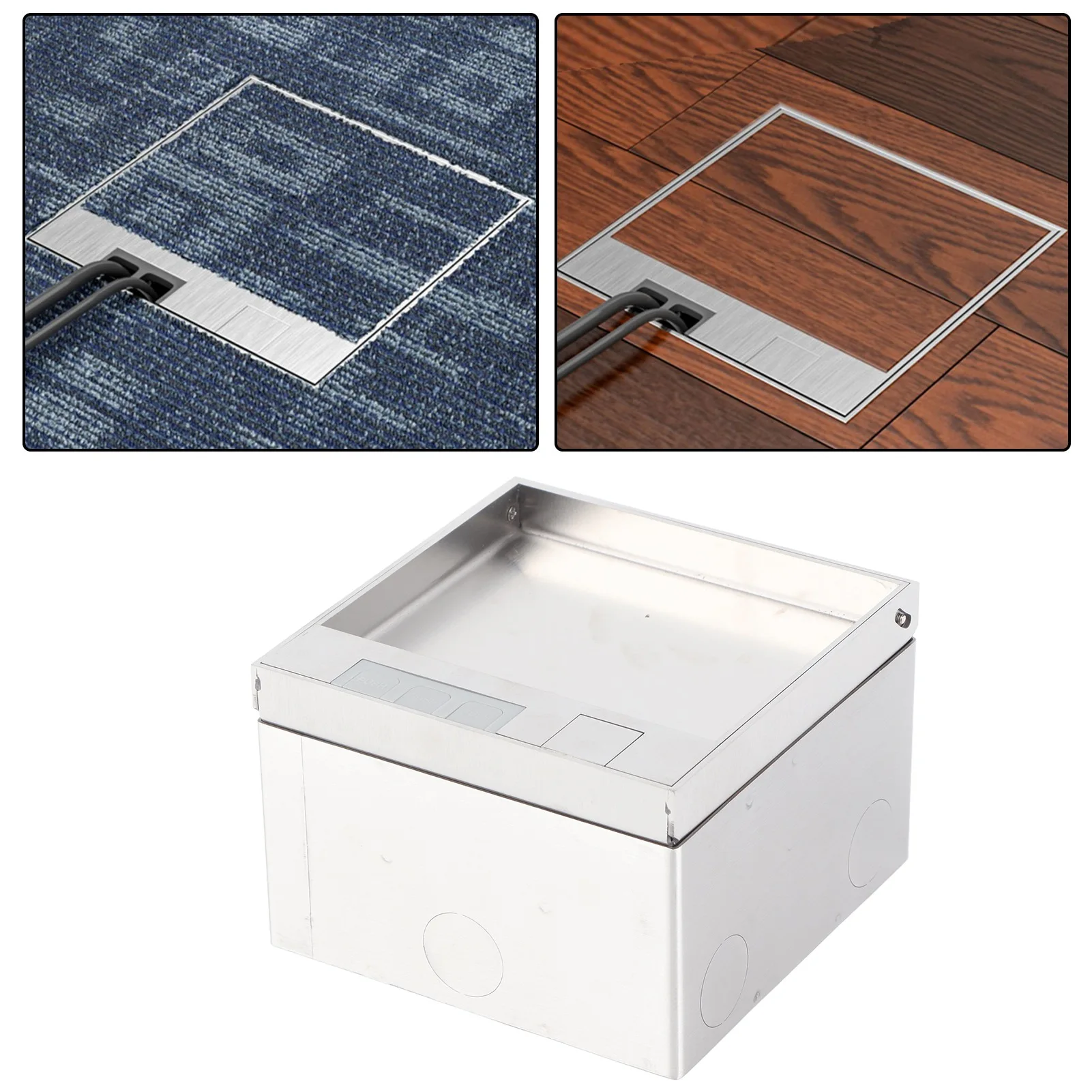 

Embedded Socket Box Stainless Steel Dual Outlets Universal Desktop Floor Power Socket AC250V 4000W
