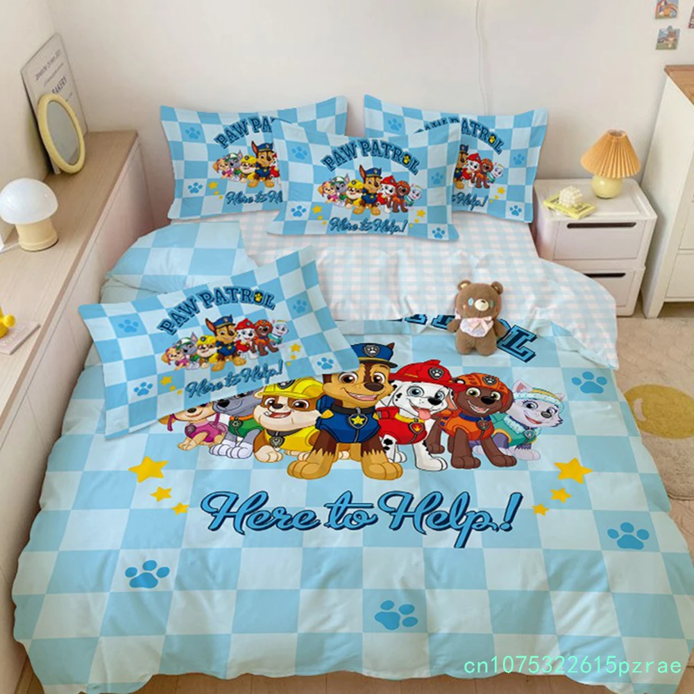 Paw Patrol Duvet Cover Cartoon Anime Cute Puppy Bedding Set With Pillowcase Soft Bedding Bedroom Decor Gift For Kids