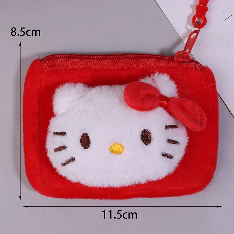 Sanrio Anime Hello Kitty Plush Coin Purse  Keychain Girly Heart Portable Mini Bag Storage Bag Gifts For Girls