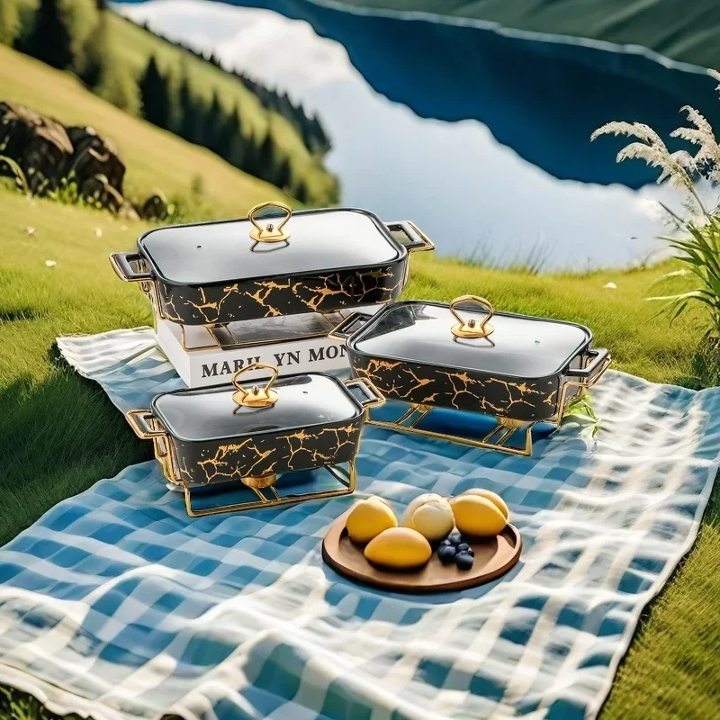 New cross-border outdoor cookware, binaural easy to carry, color glaze craft soup pot can be heated tableware ceramic pot