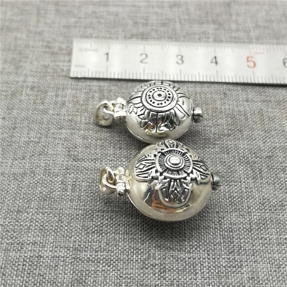 1 Piece Double Dorje Locket Pendant Prayer Memory Wish Box in 925 Sterling Silver