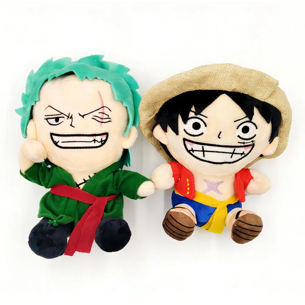 

Новинка 2026: Плюшевые игрушки One Piece (Луффи, Зоро), 20 см, мягкие куклы-подушки, подарок на Рождество, декор