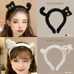 Cat Ear Headband For Women Hair Hoop band Girl Fashion Hair Accessories Wash Up Plush Furry Bear Ear Costume Headwear Barrettes