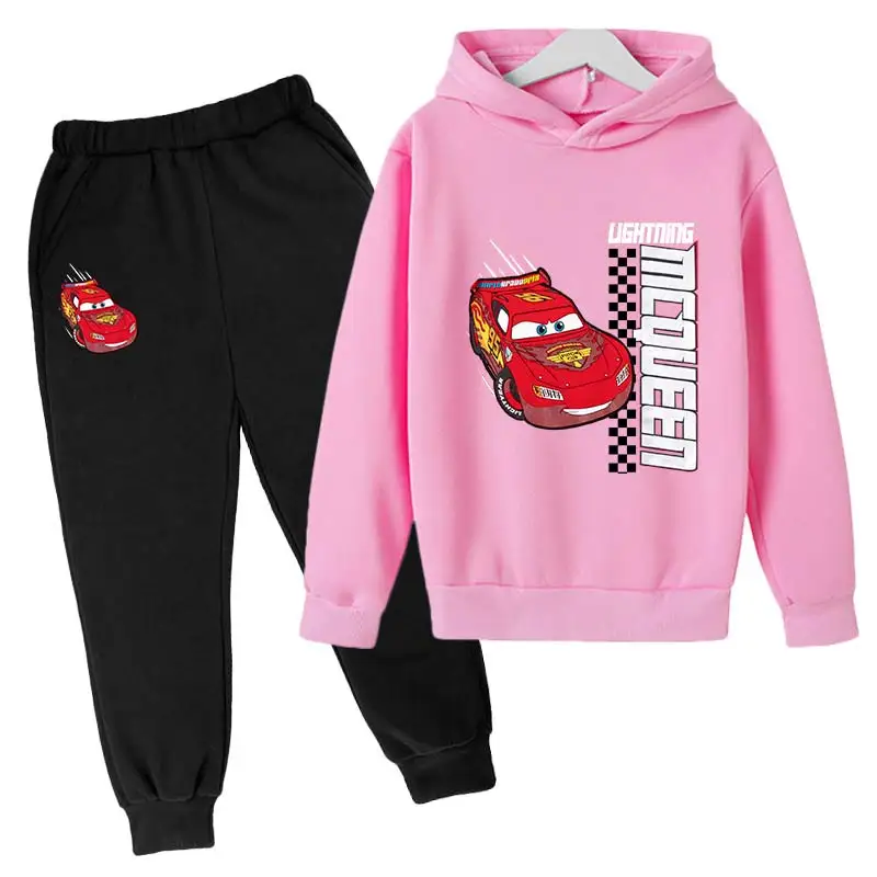 Cars Sweatshirt Boy Sweatshirt girls Lightning McQueen Sweatshirt Hoodies Pants 2Pcs Kids Tracksuits Children Clothing